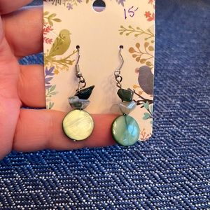 Green natural stone earrings